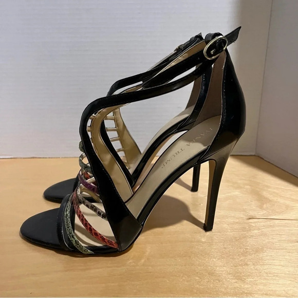 Ivanka Trump ITHAYZE8 Strappy Black Colorful Leather High Heels Sandals Size 9.5 - Picture 3 of 12